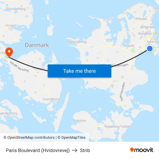 Paris Boulevard (Hvidovrevej) to Strib map