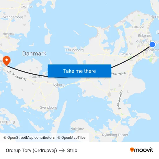 Ordrup Torv (Ordrupvej) to Strib map