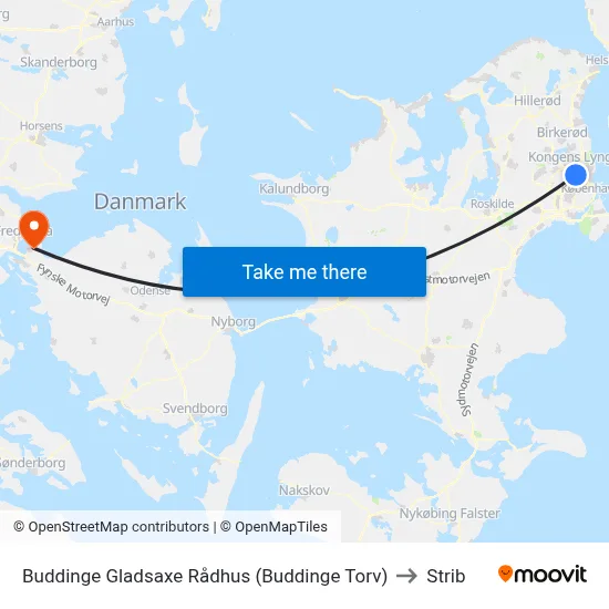 Buddinge Gladsaxe Rådhus (Buddinge Torv) to Strib map