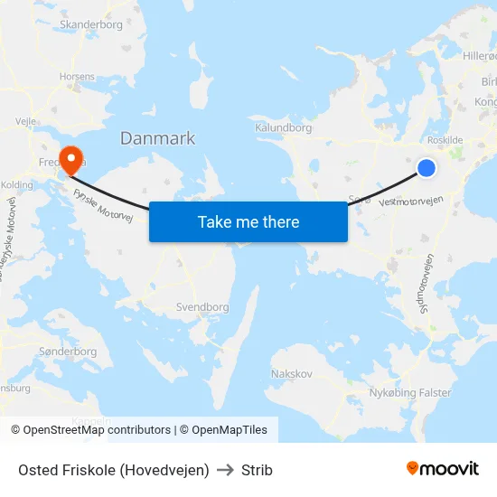 Osted Friskole (Hovedvejen) to Strib map