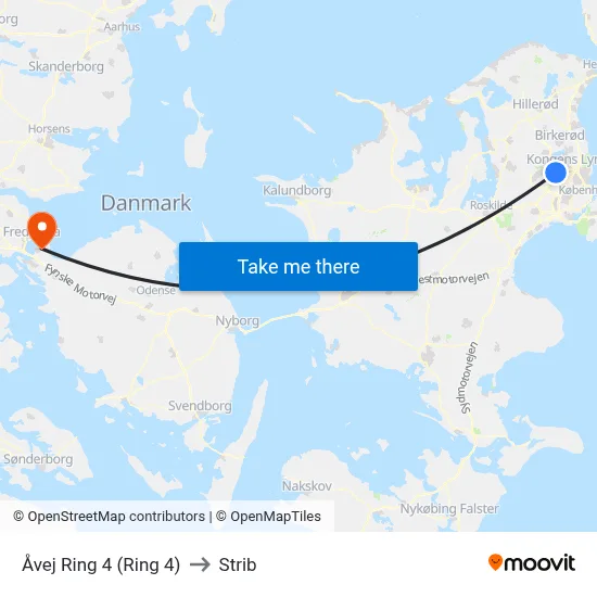 Åvej Ring 4 (Ring 4) to Strib map