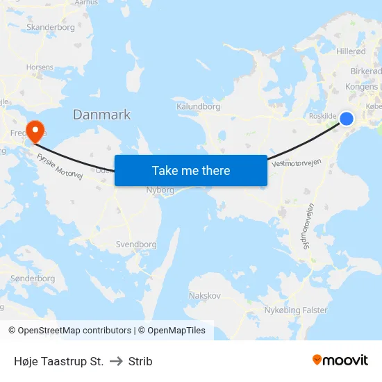 Høje Taastrup St. to Strib map