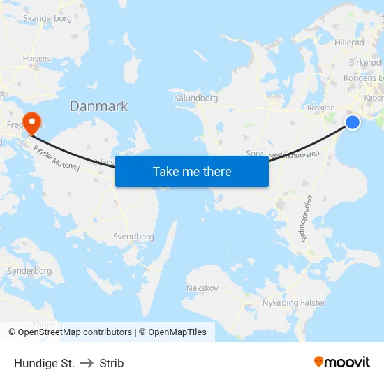 Hundige St. to Strib map