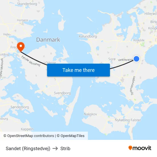 Sandet (Ringstedvej) to Strib map