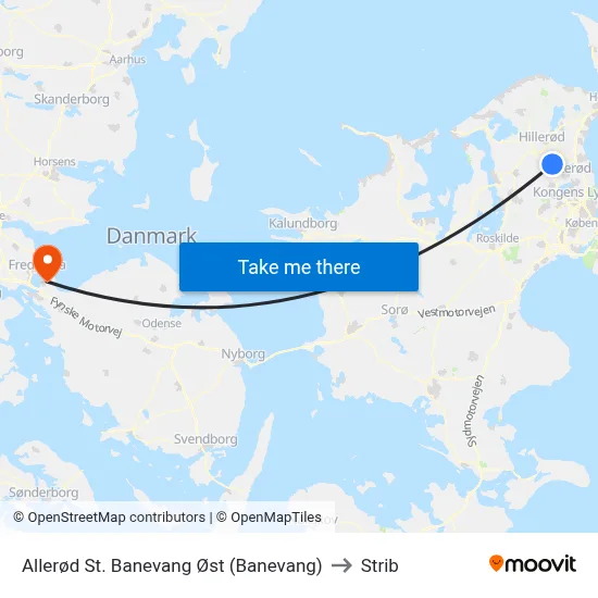 Allerød St. Banevang Øst (Banevang) to Strib map