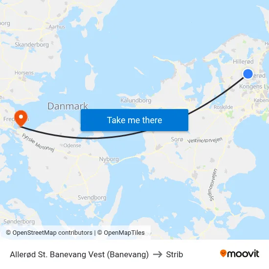 Allerød St. Banevang Vest (Banevang) to Strib map