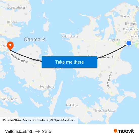 Vallensbæk St. to Strib map