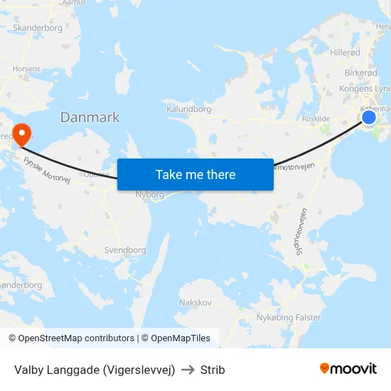 Valby Langgade (Vigerslevvej) to Strib map