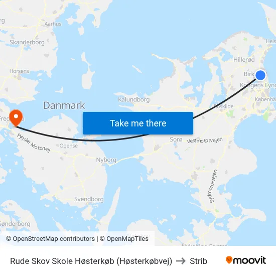 Rude Skov Skole Høsterkøb (Høsterkøbvej) to Strib map