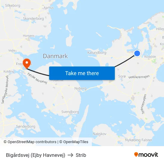 Bigårdsvej (Ejby Havnevej) to Strib map