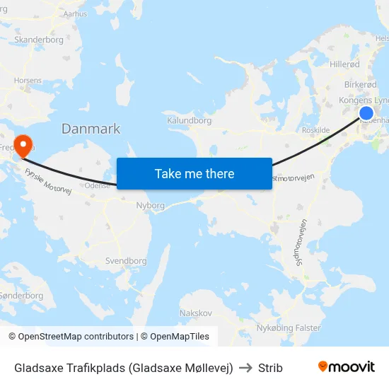 Gladsaxe Trafikplads (Gladsaxe Møllevej) to Strib map