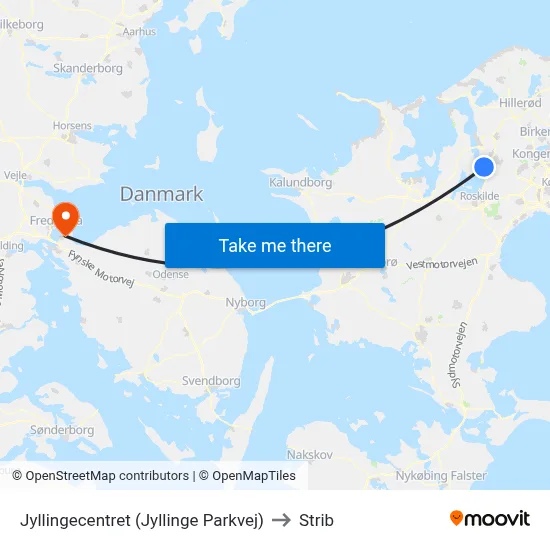 Jyllingecentret (Jyllinge Parkvej) to Strib map