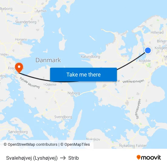 Svalehøjvej (Lyshøjvej) to Strib map