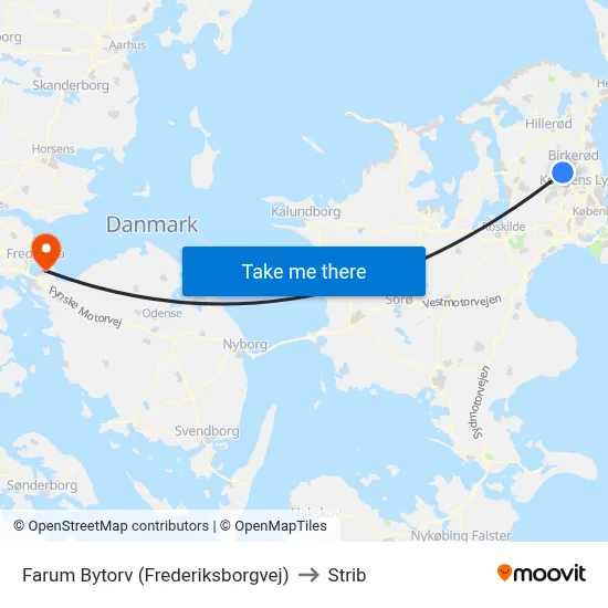 Farum Bytorv (Frederiksborgvej) to Strib map