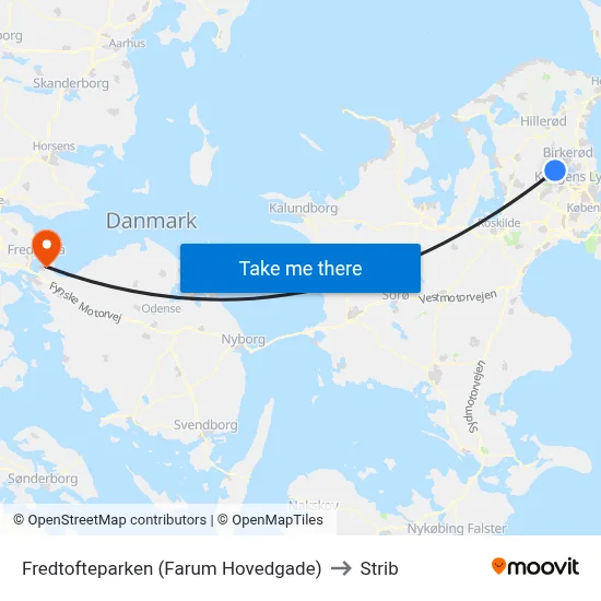 Fredtofteparken (Farum Hovedgade) to Strib map
