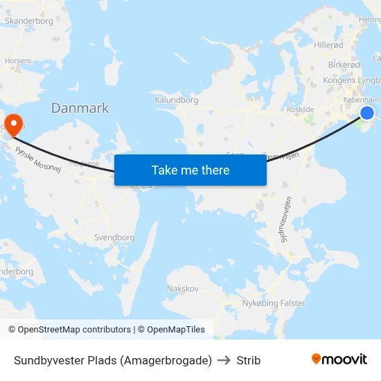Sundbyvester Plads (Amagerbrogade) to Strib map