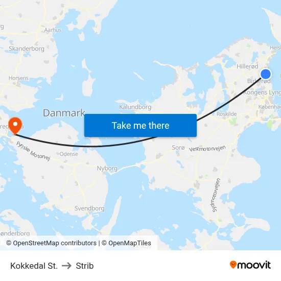Kokkedal St. to Strib map