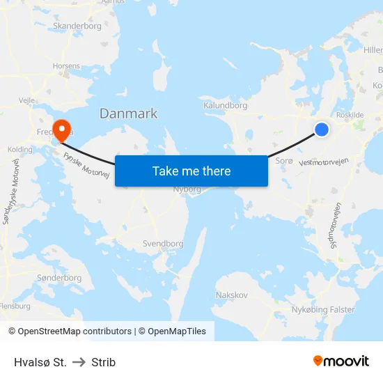 Hvalsø St. to Strib map
