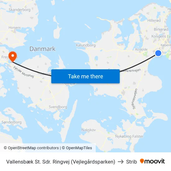 Vallensbæk St. Sdr. Ringvej (Vejlegårdsparken) to Strib map