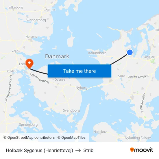 Holbæk Sygehus (Henriettevej) to Strib map