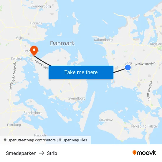 Smedeparken to Strib map