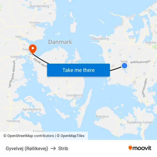 Gyvelvej (Røllikevej) to Strib map