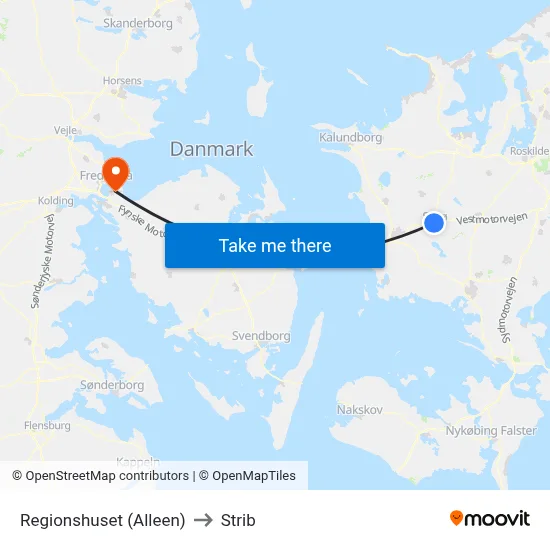 Regionshuset (Alleen) to Strib map