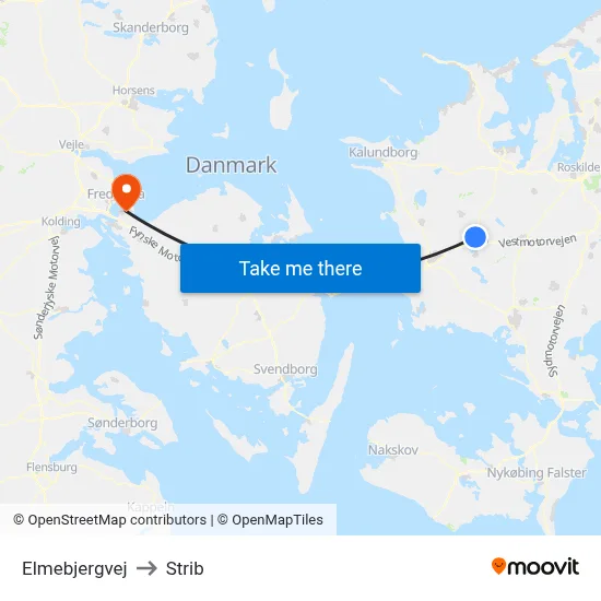 Elmebjergvej to Strib map