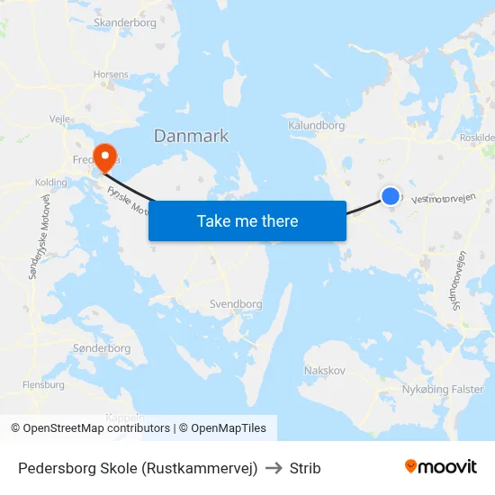 Pedersborg Skole (Rustkammervej) to Strib map