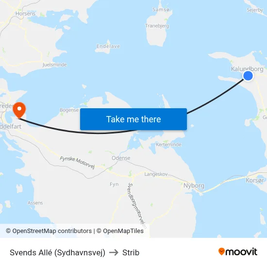 Svends Allé (Sydhavnsvej) to Strib map