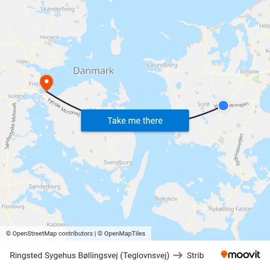 Ringsted Sygehus Bøllingsvej (Teglovnsvej) to Strib map