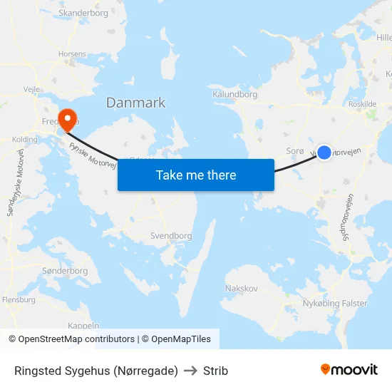 Ringsted Sygehus (Nørregade) to Strib map
