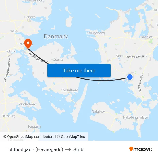 Toldbodgade (Havnegade) to Strib map