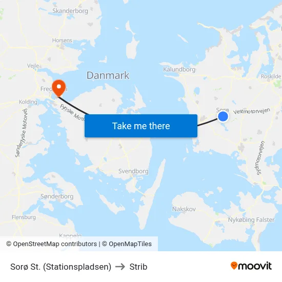 Sorø St. (Stationspladsen) to Strib map