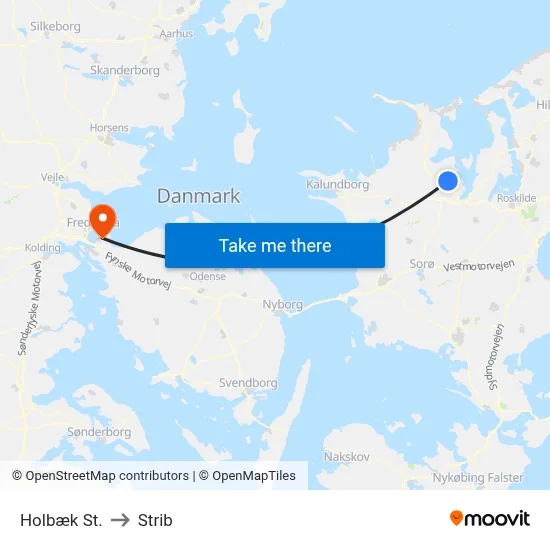 Holbæk St. to Strib map