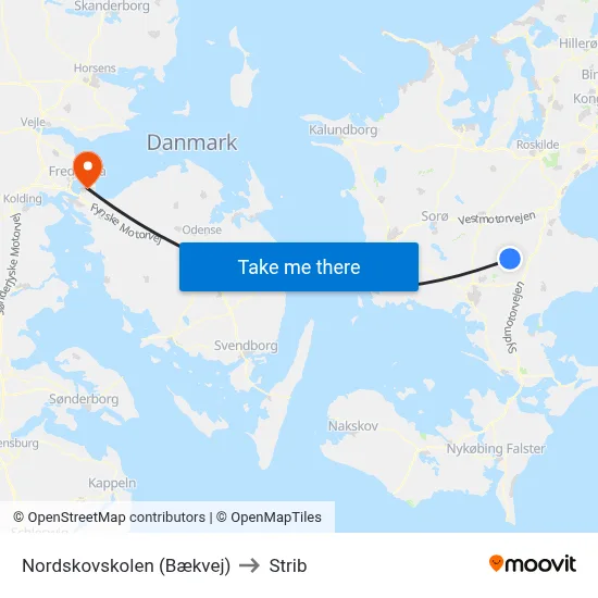 Nordskovskolen (Bækvej) to Strib map