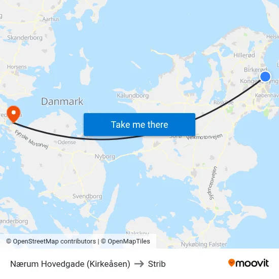 Nærum Hovedgade (Kirkeåsen) to Strib map