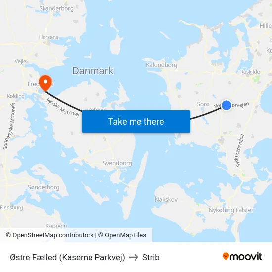 Østre Fælled (Kaserne Parkvej) to Strib map