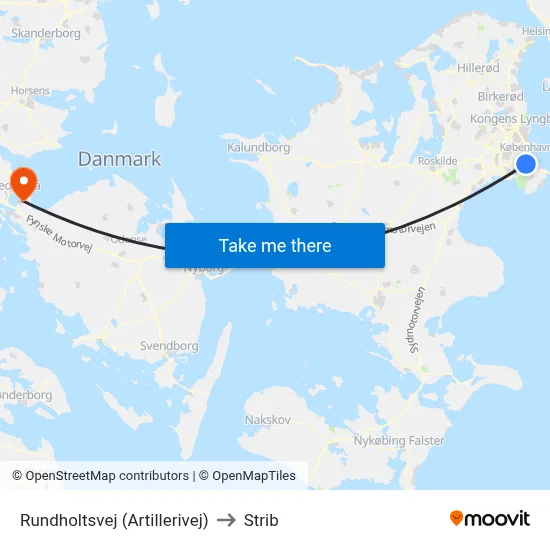 Rundholtsvej (Artillerivej) to Strib map
