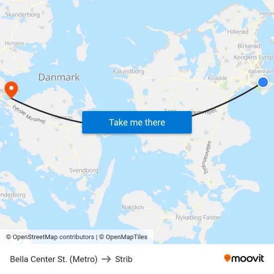 Bella Center St. (Metro) to Strib map