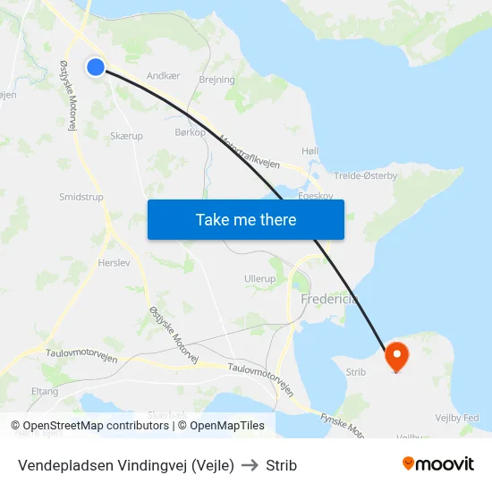Vendepladsen Vindingvej (Vejle) to Strib map