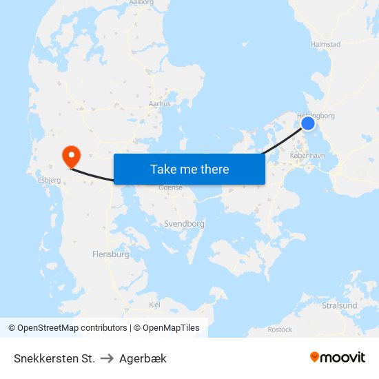 Snekkersten St. to Agerbæk map