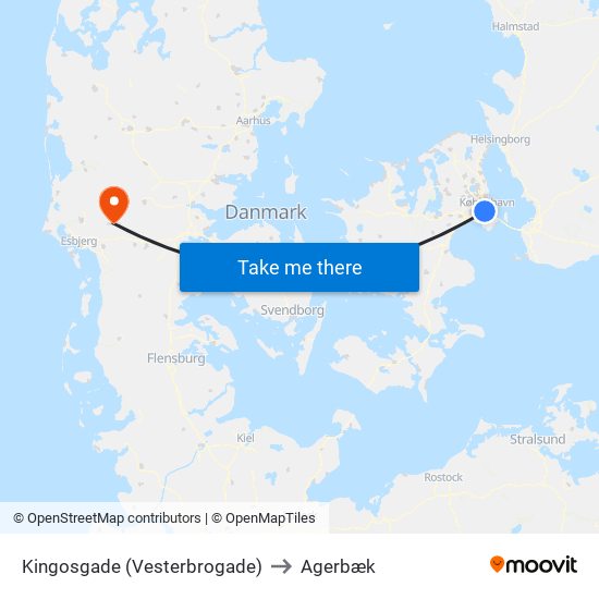 Kingosgade (Vesterbrogade) to Agerbæk map