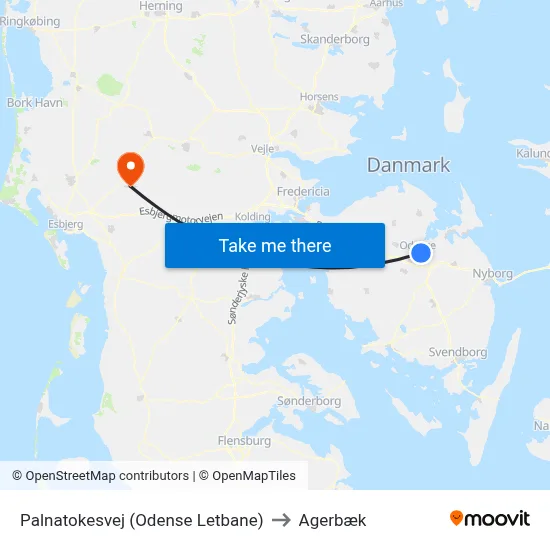 Palnatokesvej (Odense Letbane) to Agerbæk map