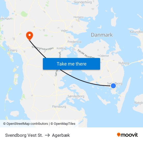 Svendborg Vest St. to Agerbæk map