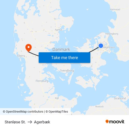 Stenløse St. to Agerbæk map