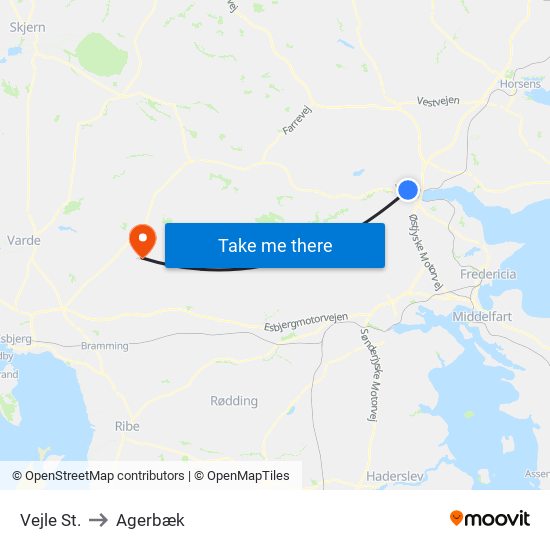 Vejle St. to Agerbæk map
