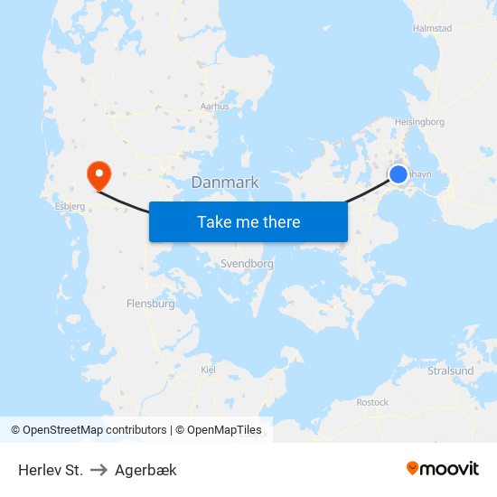 Herlev St. to Agerbæk map