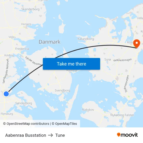 Aabenraa Busstation to Tune map