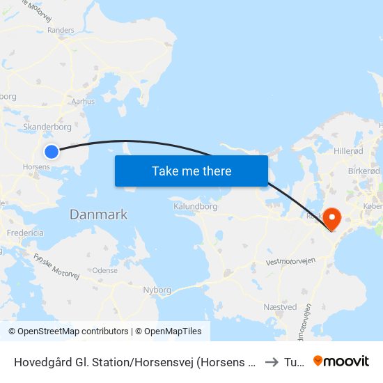Hovedgård Gl. Station/Horsensvej (Horsens Kom) to Tune map
